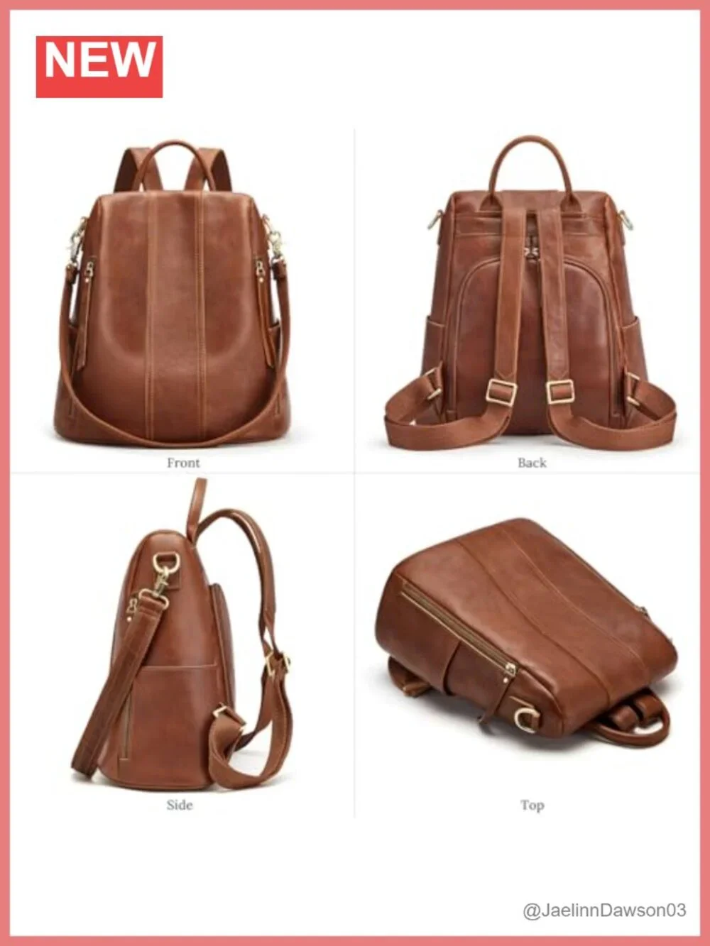 Genuine Leather Women's Backpack Purse Anti-Theft Rucksack Shoulder Bag